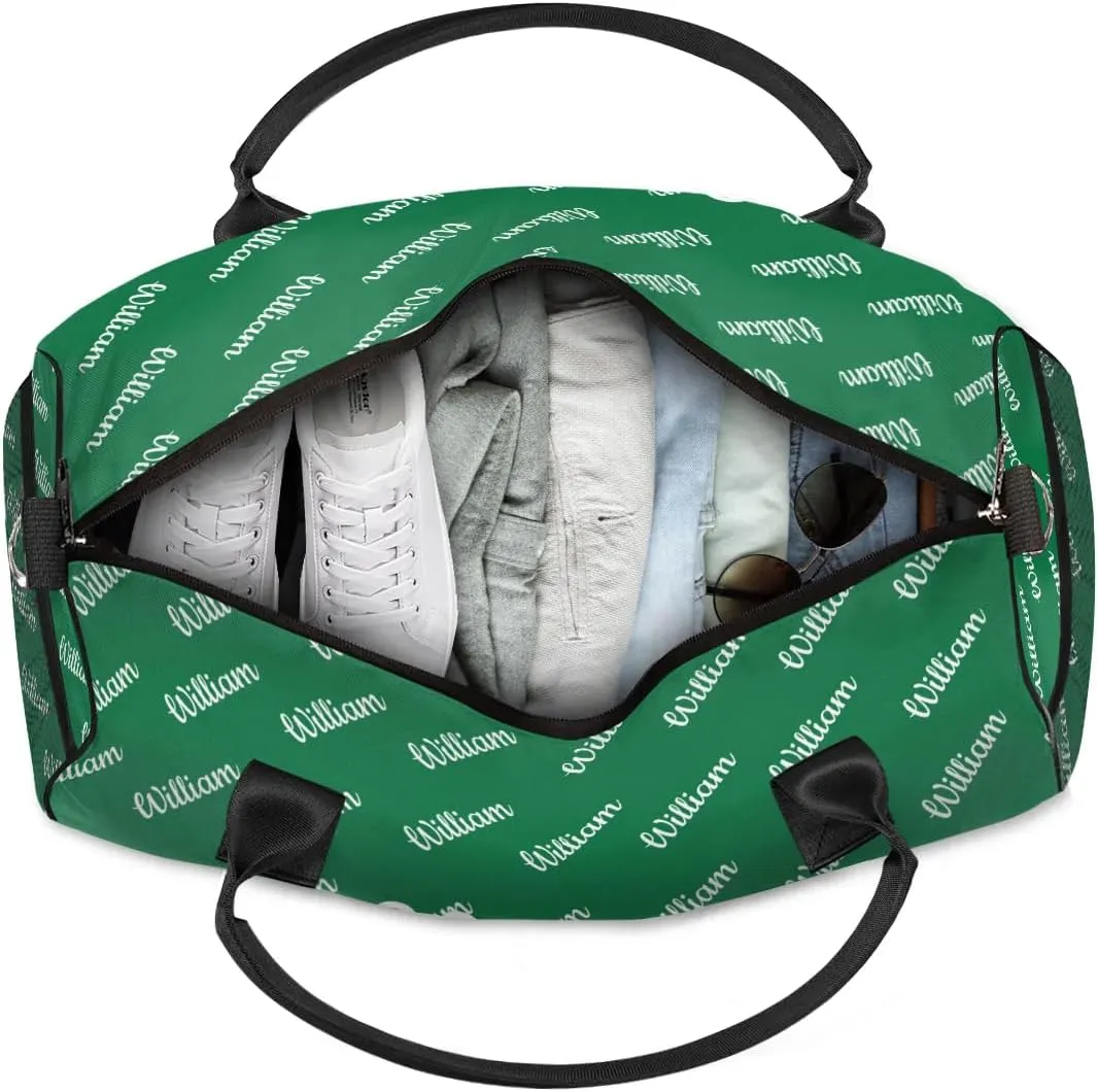 Custom Name Duffel Bag Personalized Sports Bag Dance Gym Bags Travel Overnight Carry-On Duffel Bag for Women Men Waterproof, Dark Green