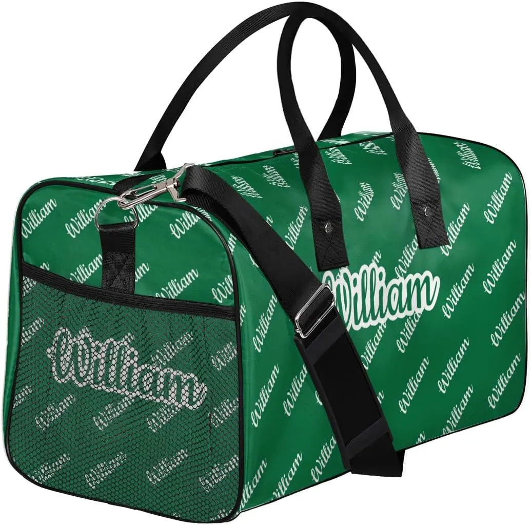 Custom Name Duffel Bag Personalized Sports Bag Dance Gym Bags Travel Overnight Carry-On Duffel Bag for Women Men Waterproof, Dark Green