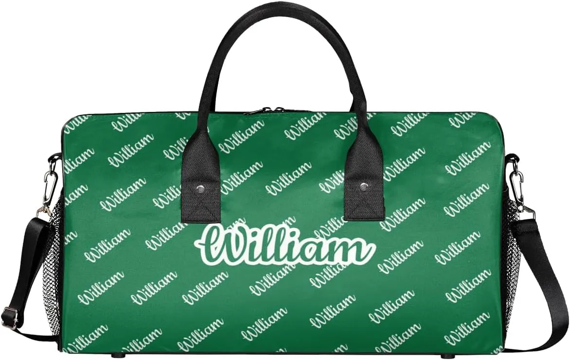 Custom Name Duffel Bag Personalized Sports Bag Dance Gym Bags Travel Overnight Carry-On Duffel Bag for Women Men Waterproof, Dark Green