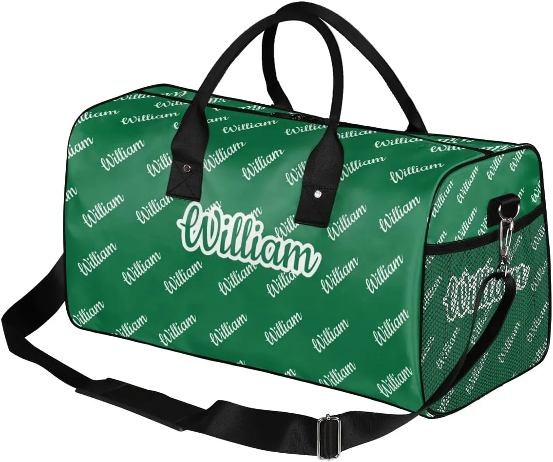 Custom Name Duffel Bag Personalized Sports Bag Dance Gym Bags Travel Overnight Carry-On Duffel Bag for Women Men Waterproof, Dark Green