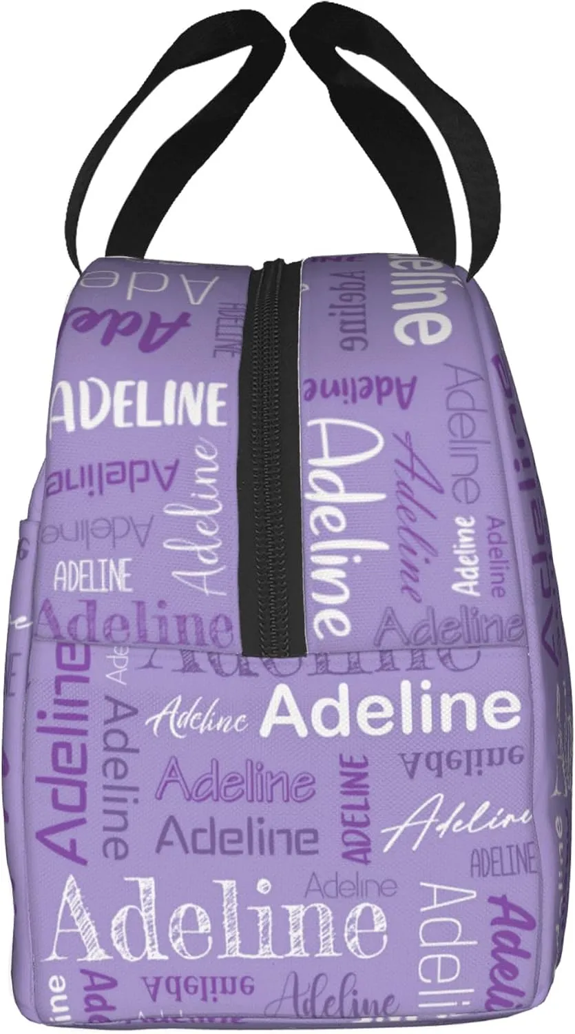 Custom Name Lunch Bag Personalized Insulated Lunch Box Customized Cooler Lunch Tote Bags For Boys Girls Office School Work Camping Light Purple