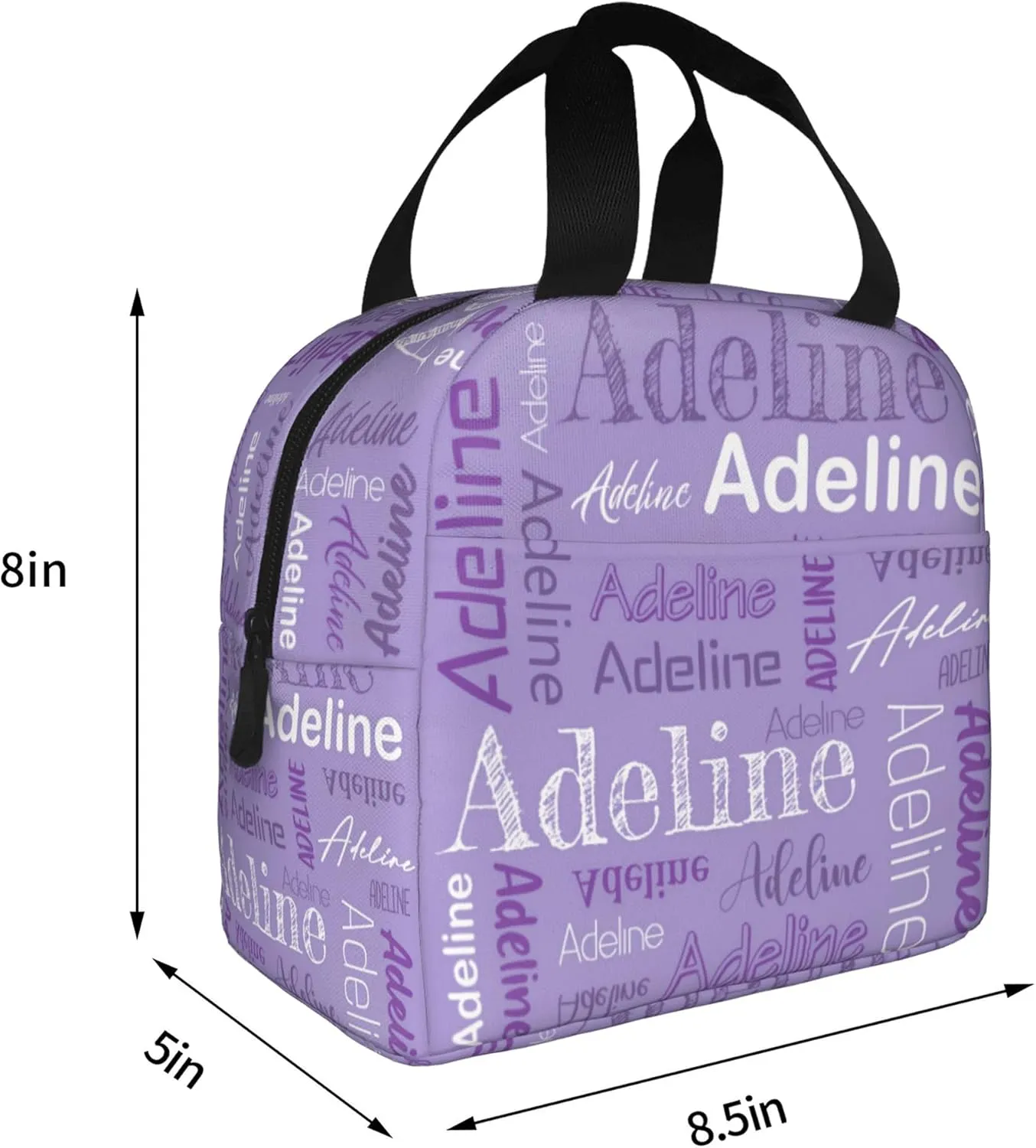 Custom Name Lunch Bag Personalized Insulated Lunch Box Customized Cooler Lunch Tote Bags For Boys Girls Office School Work Camping Light Purple