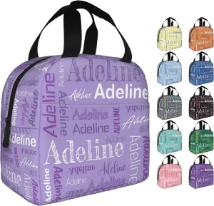 Custom Name Lunch Bag Personalized Insulated Lunch Box Customized Cooler Lunch Tote Bags For Boys Girls Office School Work Camping Light Purple