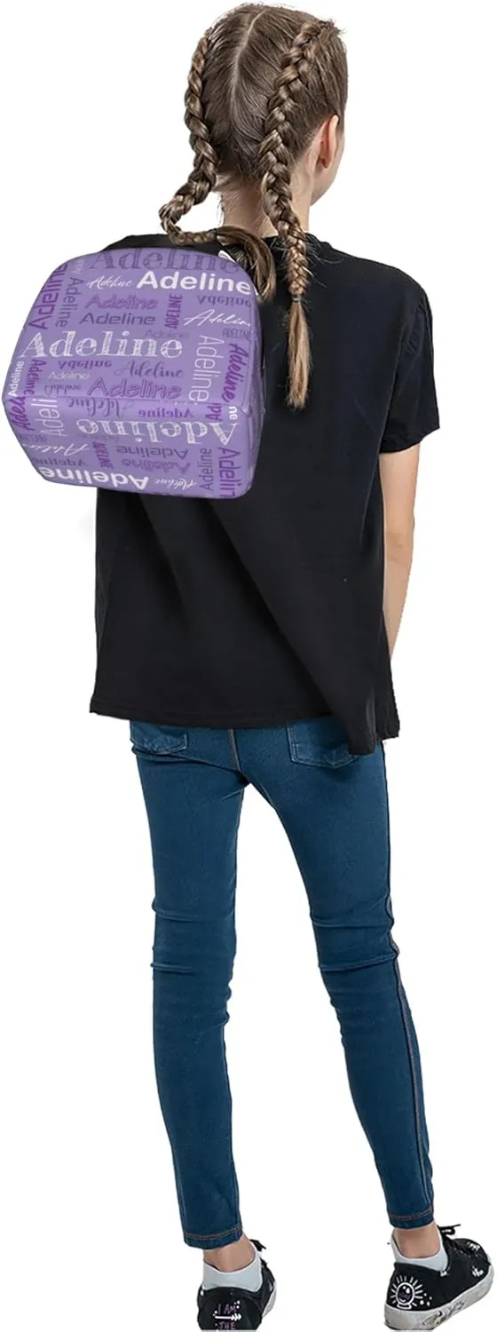 Custom Name Lunch Bag Personalized Insulated Lunch Box Customized Cooler Lunch Tote Bags For Boys Girls Office School Work Camping Light Purple