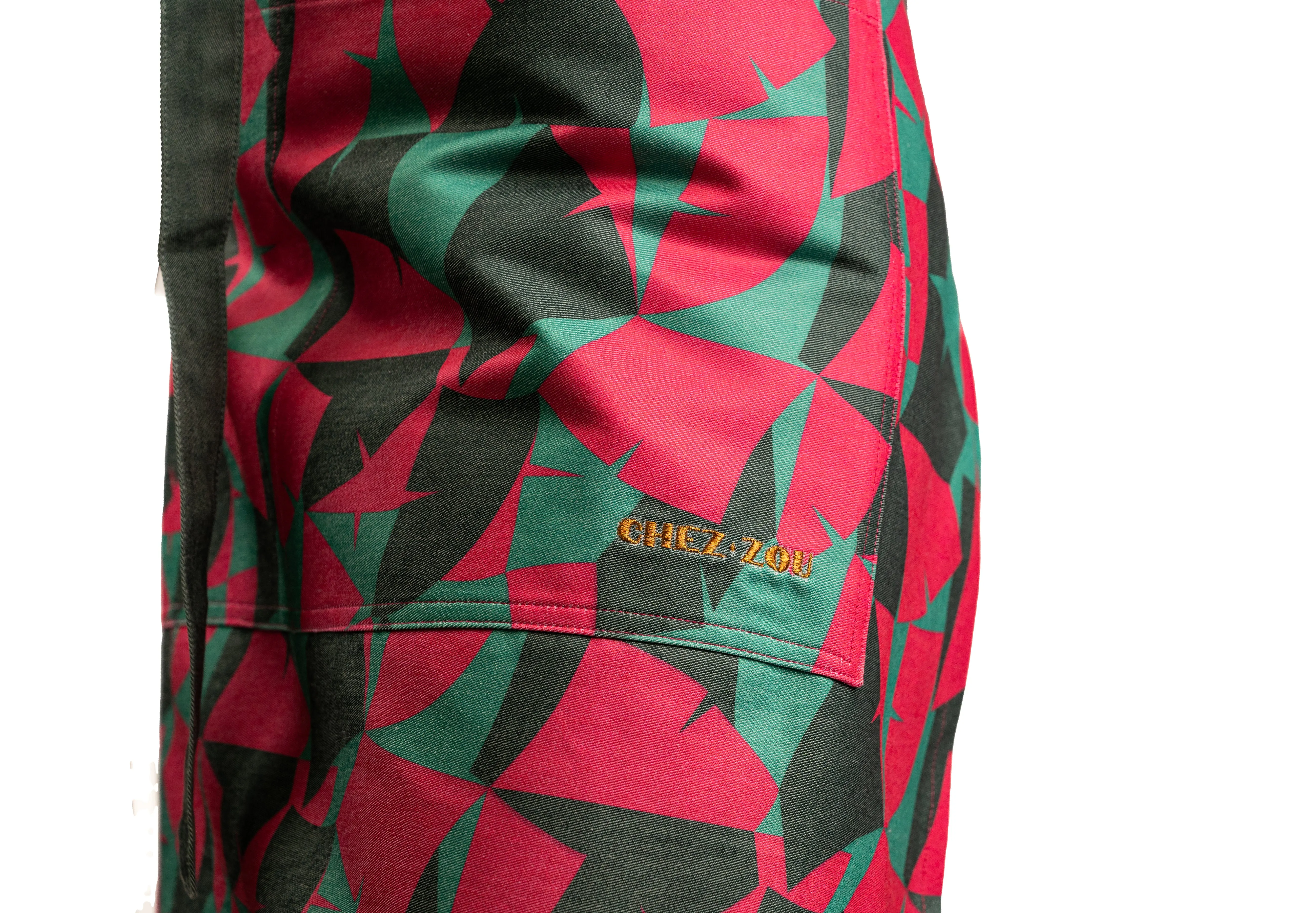 Custom Printed Bib and Bistro Aprons with Green Contrast Straps