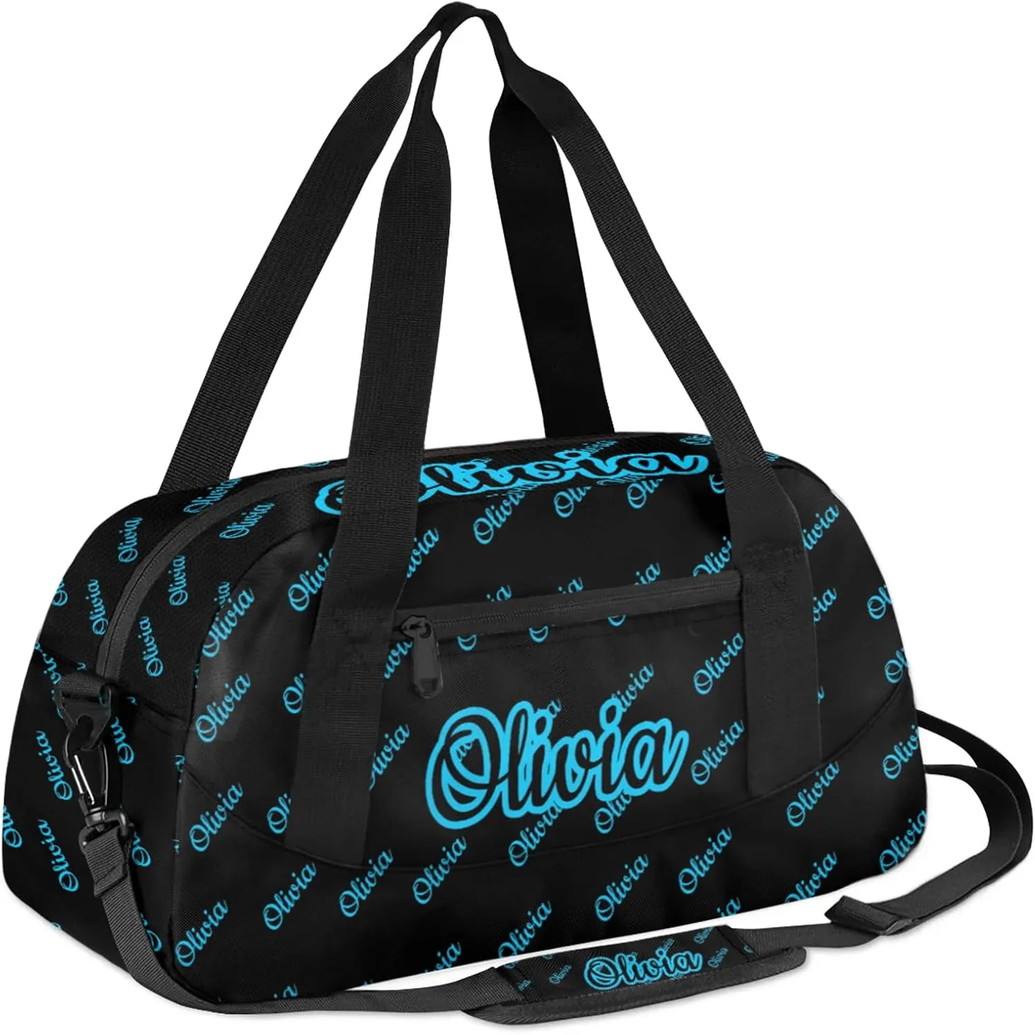 Custom Sport Duffel Bags Personalized Travel Overnight Bag Waterproof Dance Bag Lightweight Carry-On Tote for Women Men 18.5in, Black Blue
