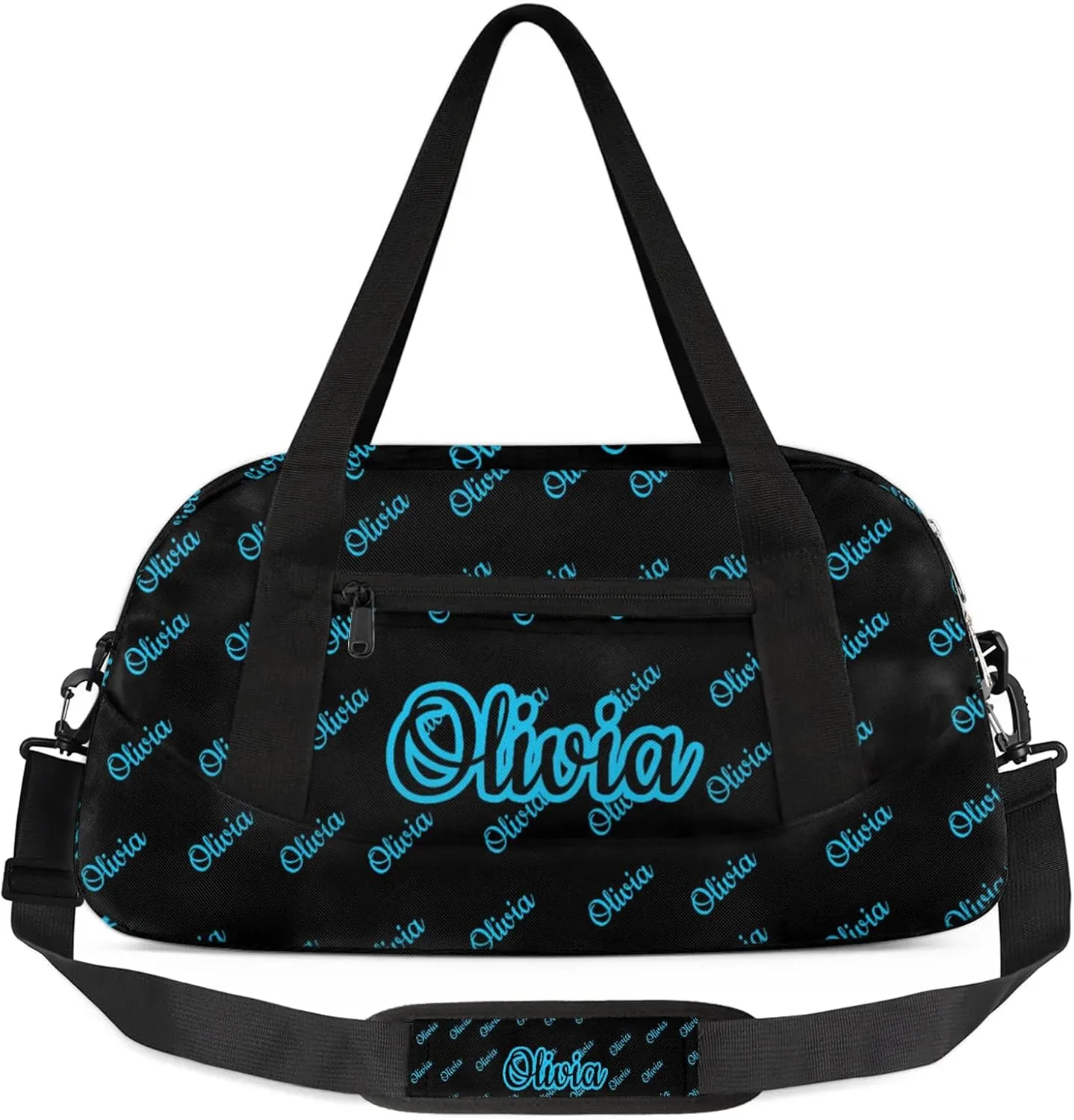 Custom Sport Duffel Bags Personalized Travel Overnight Bag Waterproof Dance Bag Lightweight Carry-On Tote for Women Men 18.5in, Black Blue