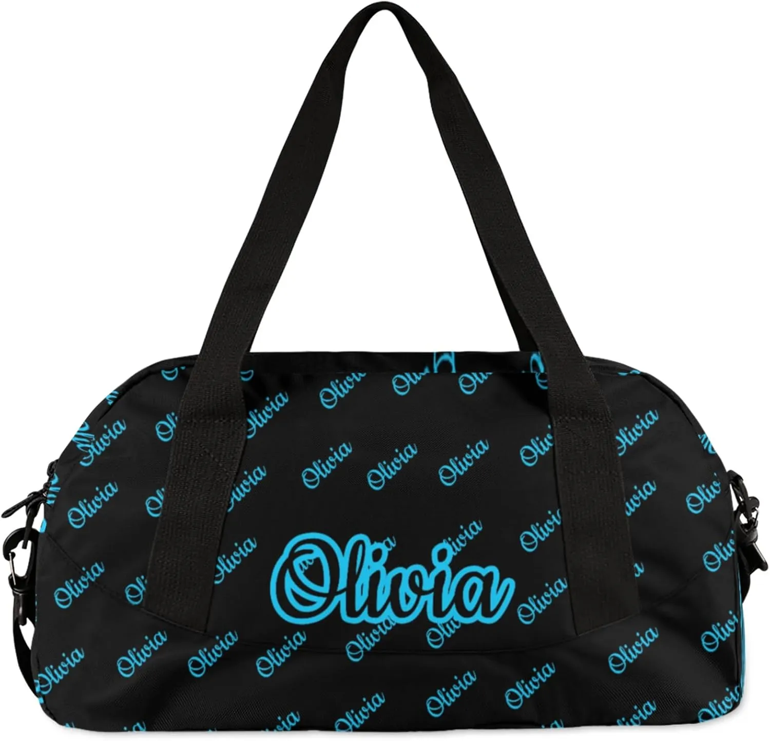 Custom Sport Duffel Bags Personalized Travel Overnight Bag Waterproof Dance Bag Lightweight Carry-On Tote for Women Men 18.5in, Black Blue