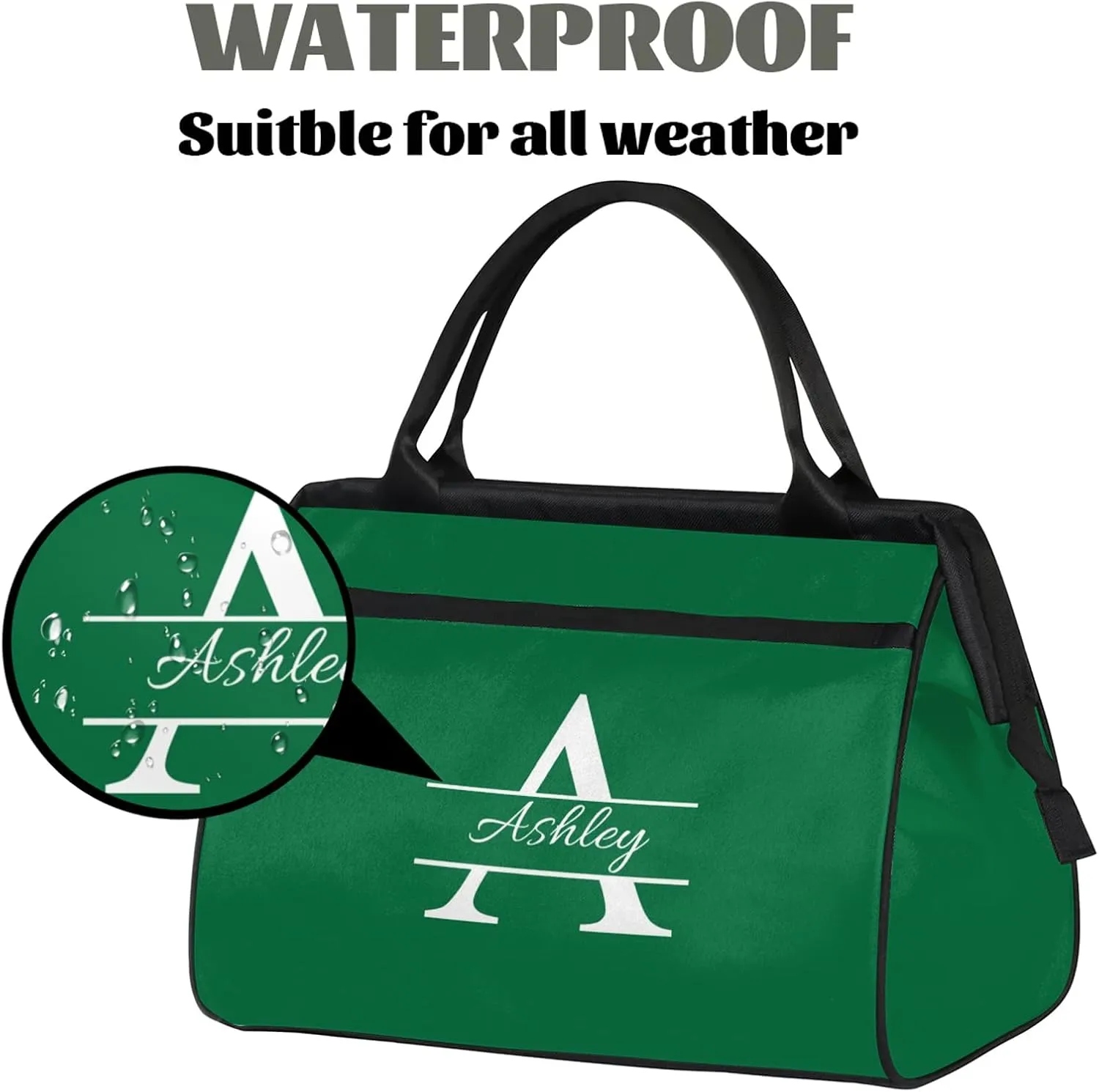 Custom Sports Duffel Bag Personalized Name Dance Gym Bag for Women Men Overnight Weekender Travel Duffel Bags Lightweight 15.2in, Dark Green