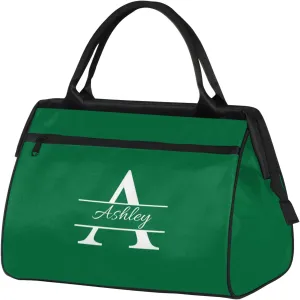 Custom Sports Duffel Bag Personalized Name Dance Gym Bag for Women Men Overnight Weekender Travel Duffel Bags Lightweight 15.2in, Dark Green