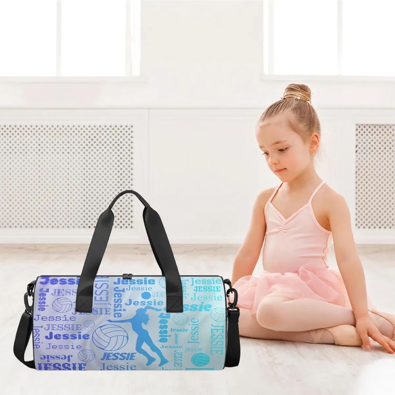 Custom Volleyball Sport Bags Personalized Sports Gym Bag with Name Overnight Weekender Duffel Bag Customized Gifts for Women Men, Multi Blue