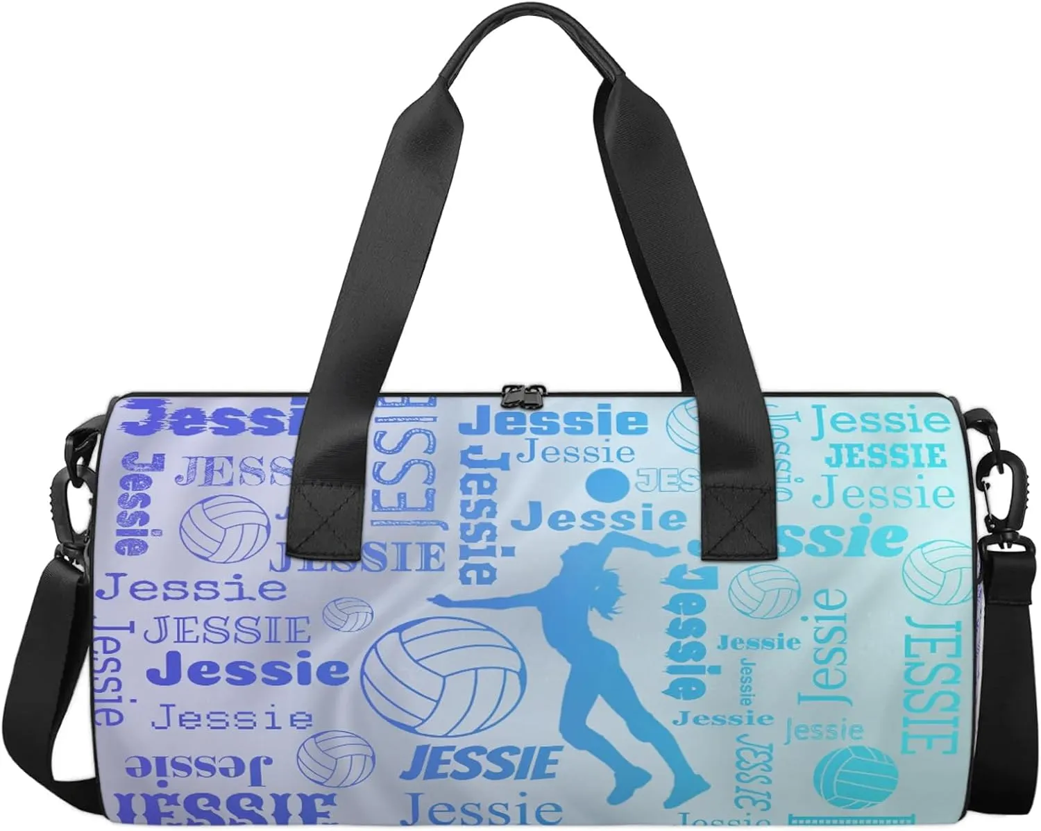 Custom Volleyball Sport Bags Personalized Sports Gym Bag with Name Overnight Weekender Duffel Bag Customized Gifts for Women Men, Multi Blue