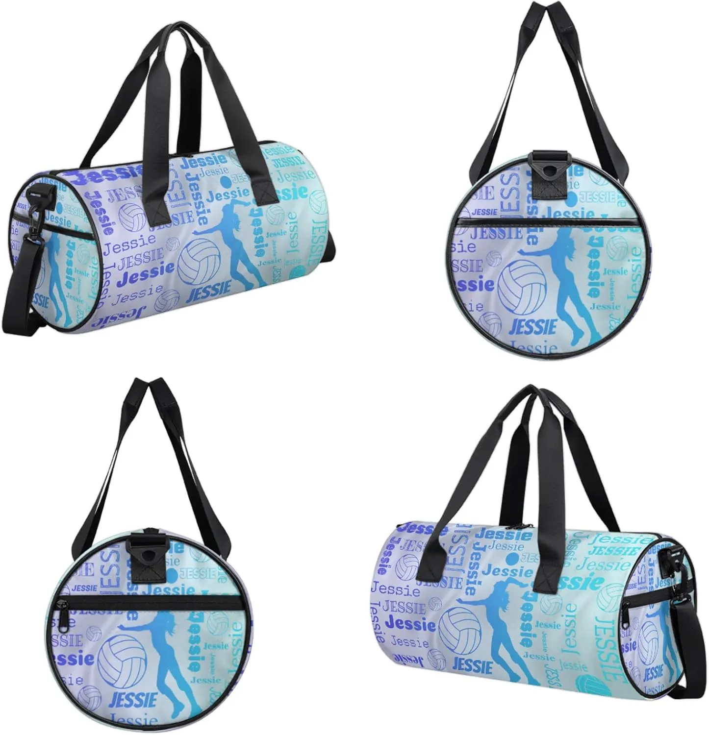 Custom Volleyball Sport Bags Personalized Sports Gym Bag with Name Overnight Weekender Duffel Bag Customized Gifts for Women Men, Multi Blue