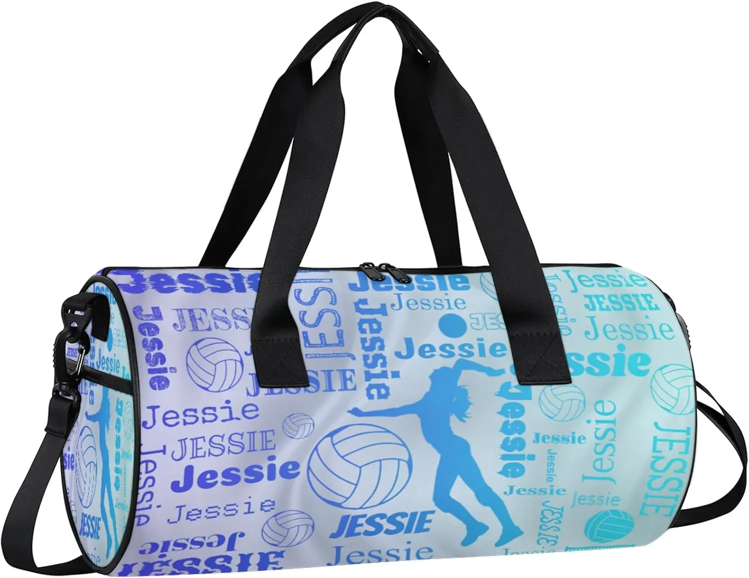 Custom Volleyball Sport Bags Personalized Sports Gym Bag with Name Overnight Weekender Duffel Bag Customized Gifts for Women Men, Multi Blue