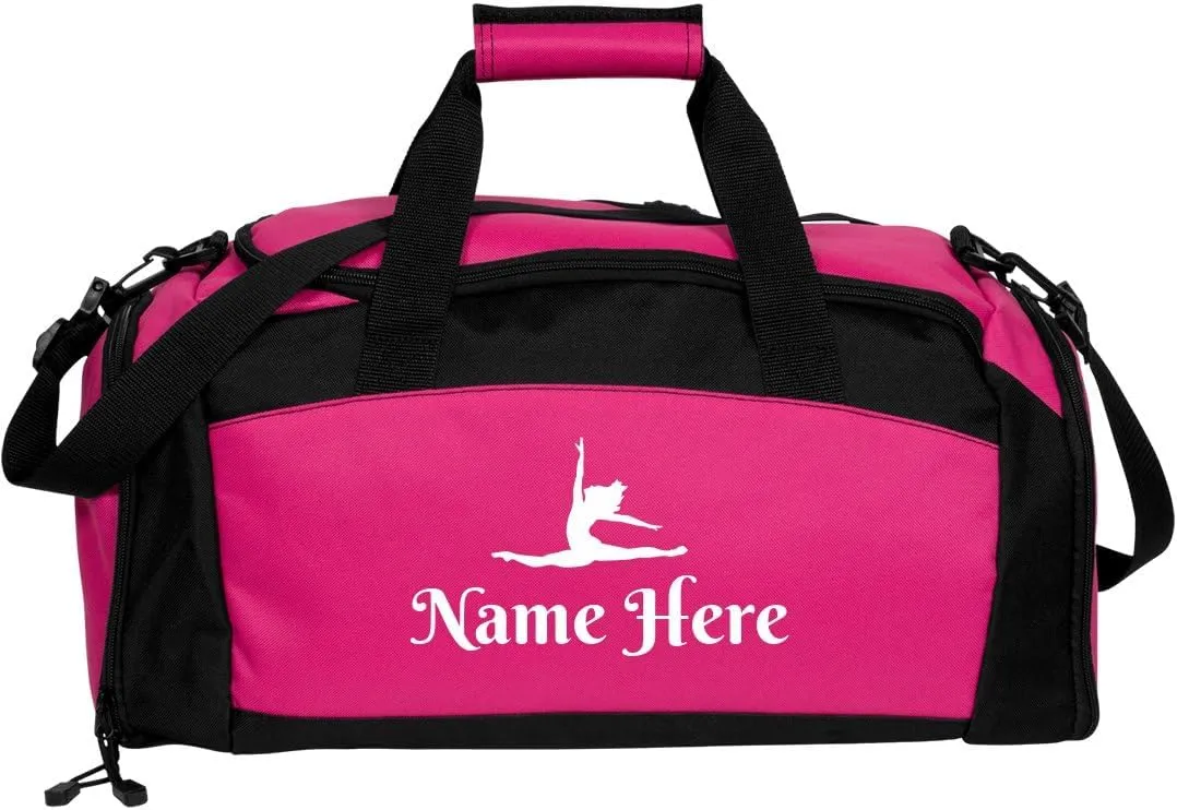CUSTOMIZED GIRL Personalized Duffle Bag - Custom Name Dance Bags For Every Dancer - Your Moves, Your Bag - Dance Essentials Duffel Gym Bag, Tropical Pink
