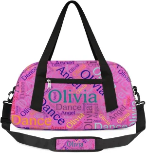 Customized Name 15 Kids Duffel Overnight Bag Girls, Personalized Teens Dance Bag Overnight Weekender Duffel Bags for Girls Travel School Practice