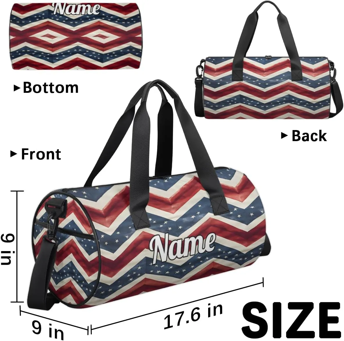 Cute Dance Bag Sport Duffel Gymnastics Sport Bags Custom Ballet Bag Overnight Weekender Bag Waterproof Pattern, 4th of July Memorial Day