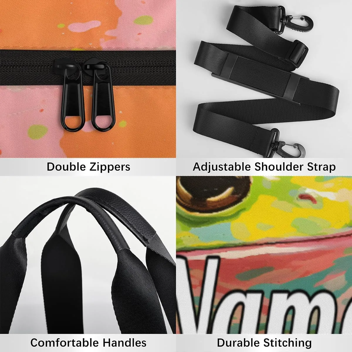 Cute Dance Bag Sport Duffel Gymnastics Sport Bags Custom Ballet Bag Overnight Weekender Bag Waterproof Pattern, Frog Animal