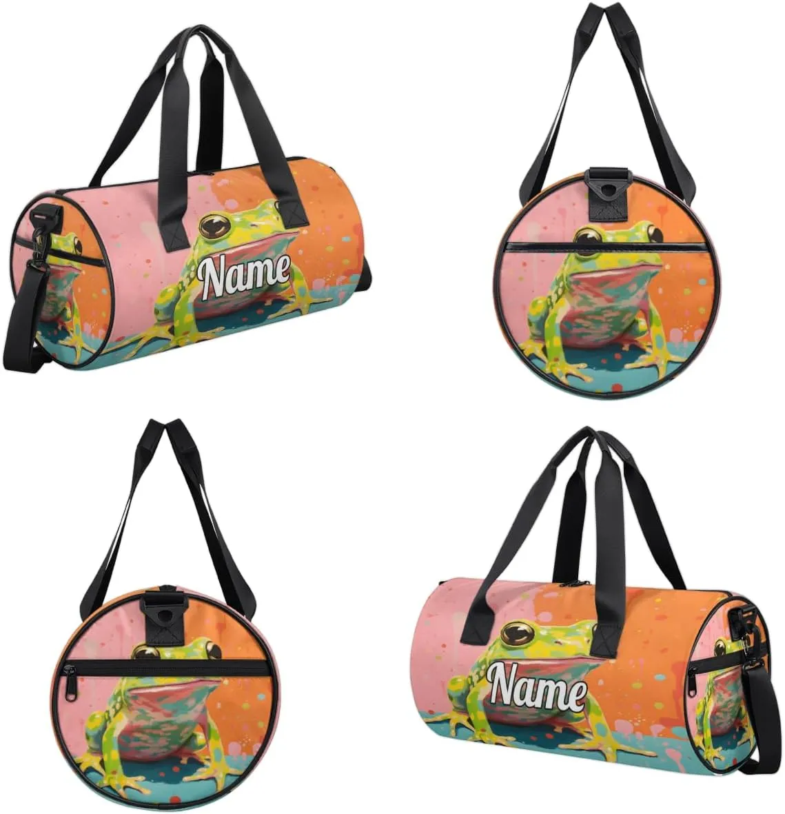 Cute Dance Bag Sport Duffel Gymnastics Sport Bags Custom Ballet Bag Overnight Weekender Bag Waterproof Pattern, Frog Animal