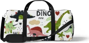 Cute Dinosaurs Sports Duffel Bag Travel Gym Tote Bags Lightweight Durable Shoulder Strap Waterproof Polyester Outside Mesh Pocket Overnight Trip Duffel Bag for Women Men