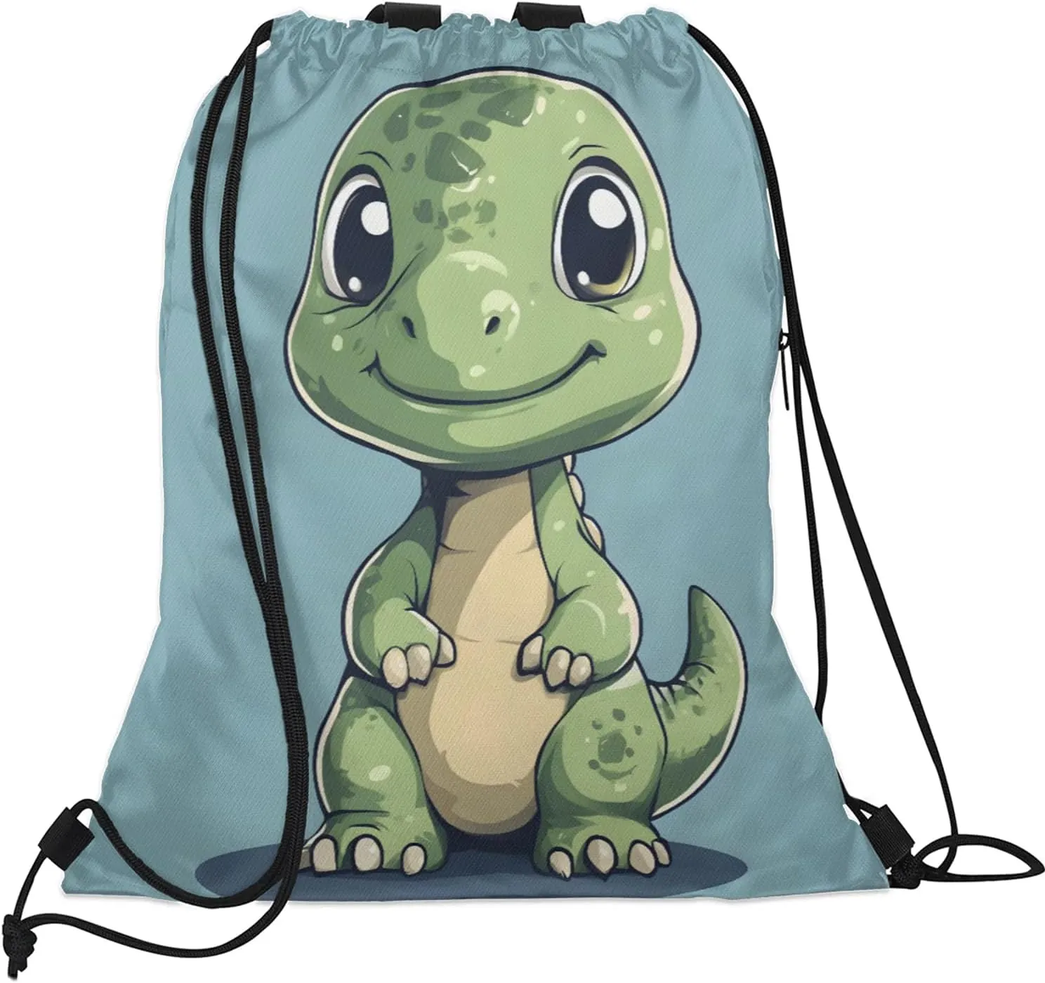 Cute Drawstring Backpack Waterproof Dinosaur Small String Bags Sackpack for Sports, Gym, Travel, Swimming, Beach