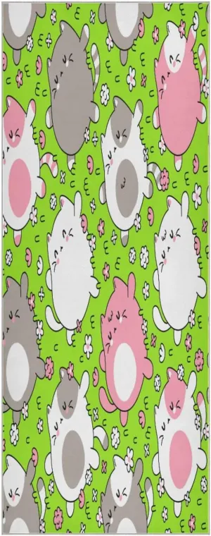 Cute Funny Cat Sleep Yoga Towel,Hot Yoga Mat Towel with Grip Dots Sweat Absorbent Non-Slip for Hot Yoga, 24" x72",Soft Yoga Blankets with Travel Bag,Pilates and Workout
