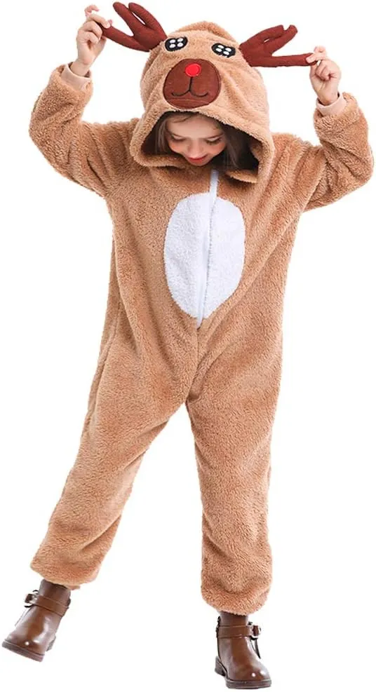Cuteshower Kids Reindeer Christmas Outfits Onesie Pajama Role Play Animal Costume