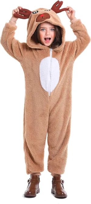 Cuteshower Kids Reindeer Christmas Outfits Onesie Pajama Role Play Animal Costume