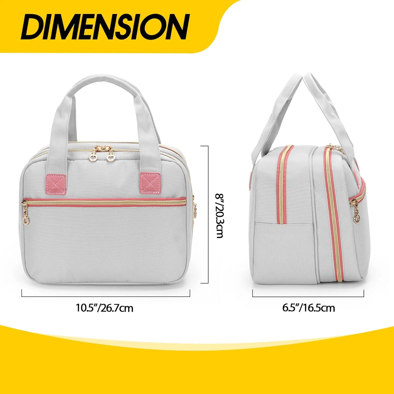 Damero Breast Pump Bag Compatible with Medela Electric Breast Pump, Carrying Bag for Pump in Style Max Flow, Freestyle Flex, Swing Maxi Pump and Parts, Light-Gray Pink (Bag Only)