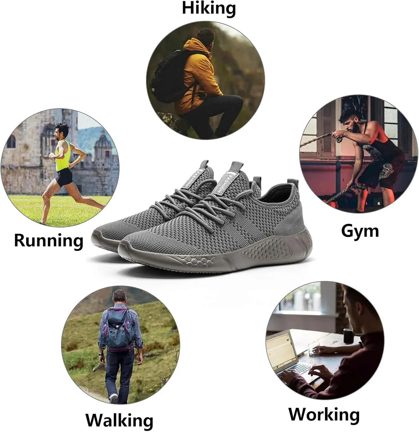 Damyuan Men's Sport Gym Running Shoes Walking Shoes Casual Lace Up Lightweight