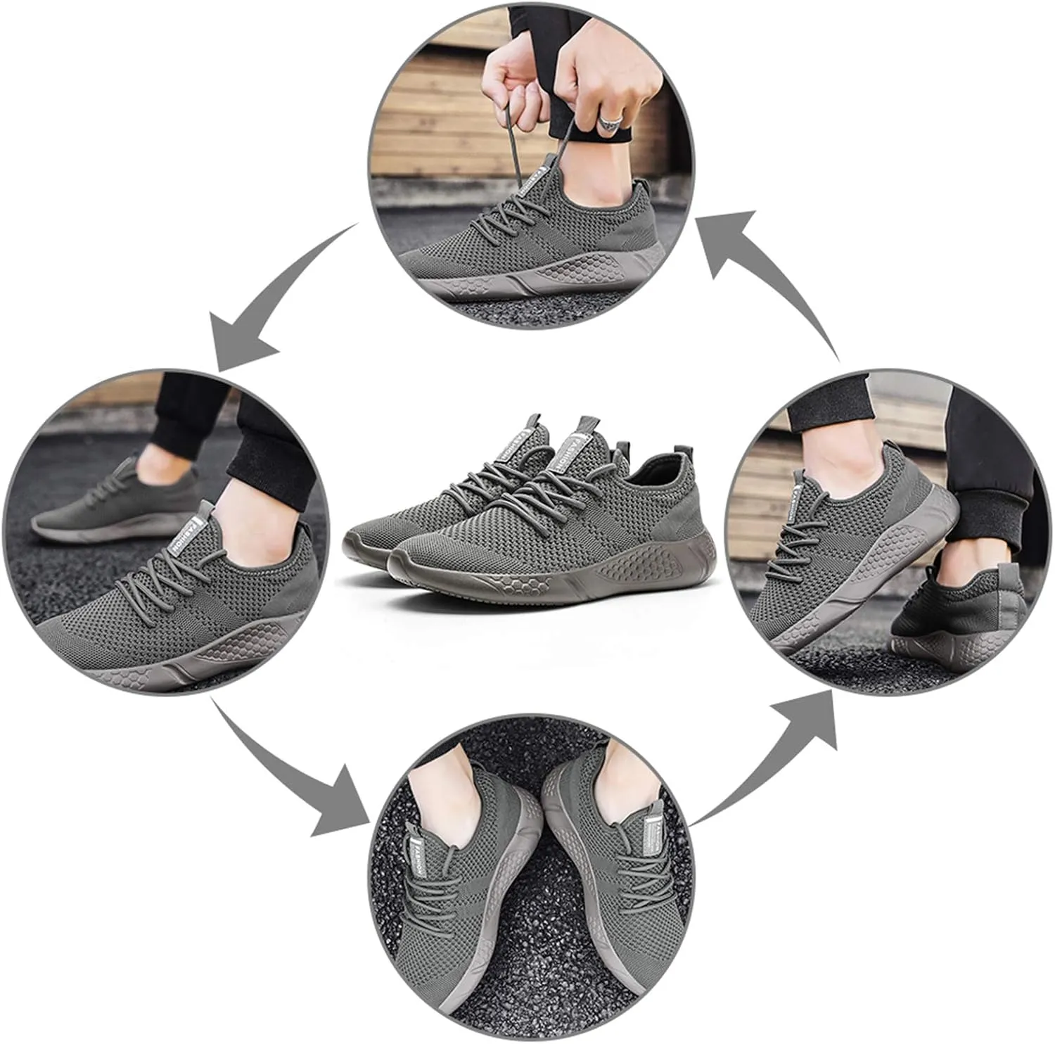 Damyuan Men's Sport Gym Running Shoes Walking Shoes Casual Lace Up Lightweight