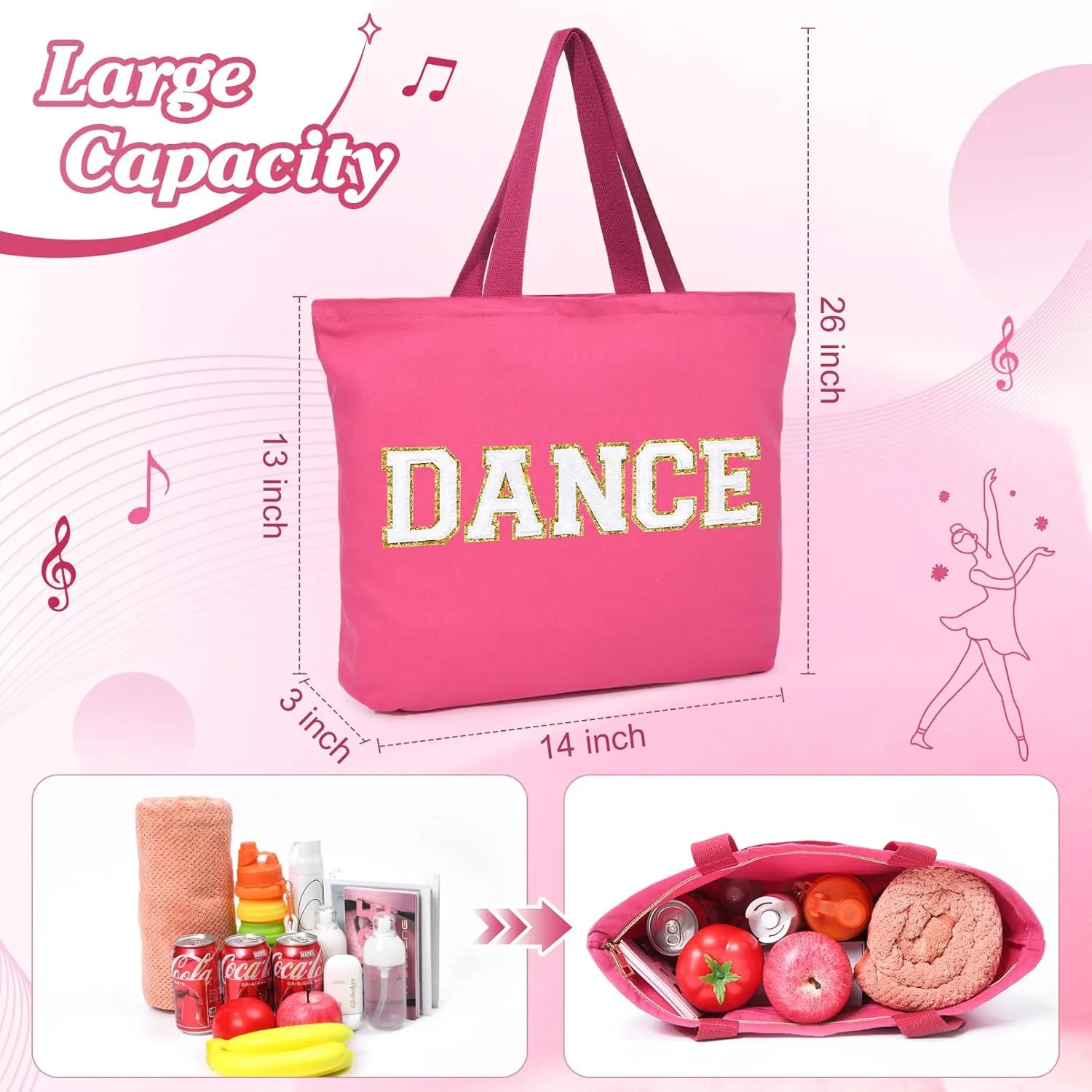 Dance Bag for Girls Dance Duffle Tote Bags Teens Toddler Kids Athletes Stuff Women Fun Workout Duffel Weekend Gymnastics Bride Bag