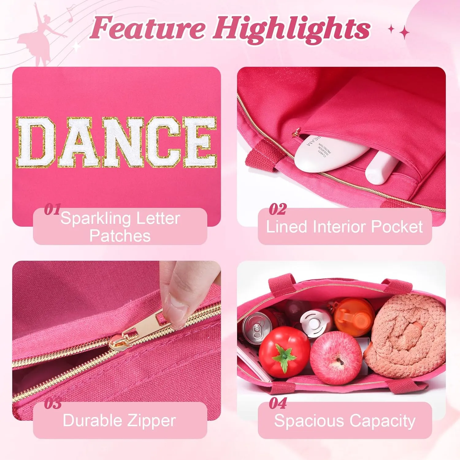 Dance Bag for Girls Dance Duffle Tote Bags Teens Toddler Kids Athletes Stuff Women Fun Workout Duffel Weekend Gymnastics Bride Bag