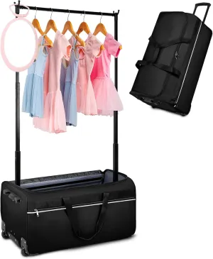 Dance Bag with Garment Rack, 29" Rolling Dance Competition Duffle Bag with Garment Rack & Silent Wheels, Collapsible Dance Suitcase for Dance Competition Shows Recitals Travel