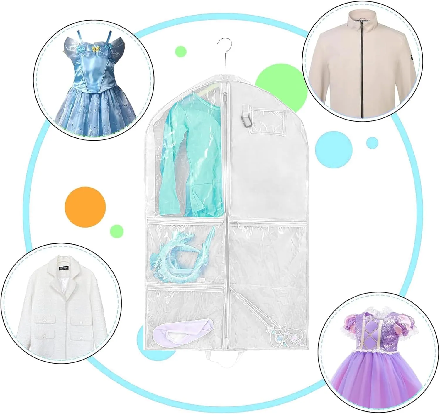 Dance Costume Garment Bag for Dancers,1 Pack Waterproof 40 inch Kids Garment Bag for Dance Competitions with Pockets for Dance Costumes,Cheer Uniform Garment Bags for Hanging Clothes Travel