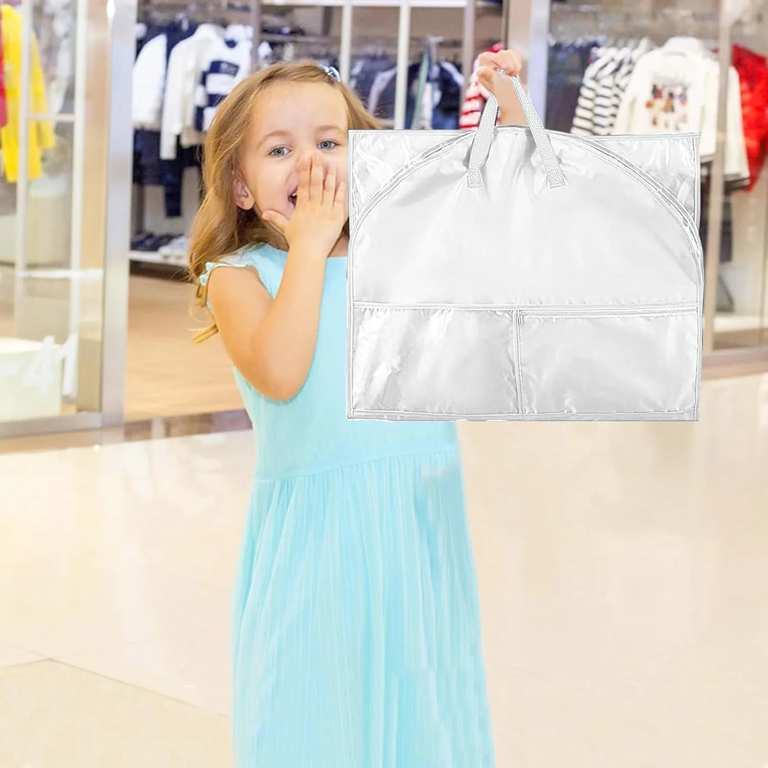 Dance Costume Garment Bag for Dancers,1 Pack Waterproof 40 inch Kids Garment Bag for Dance Competitions with Pockets for Dance Costumes,Cheer Uniform Garment Bags for Hanging Clothes Travel