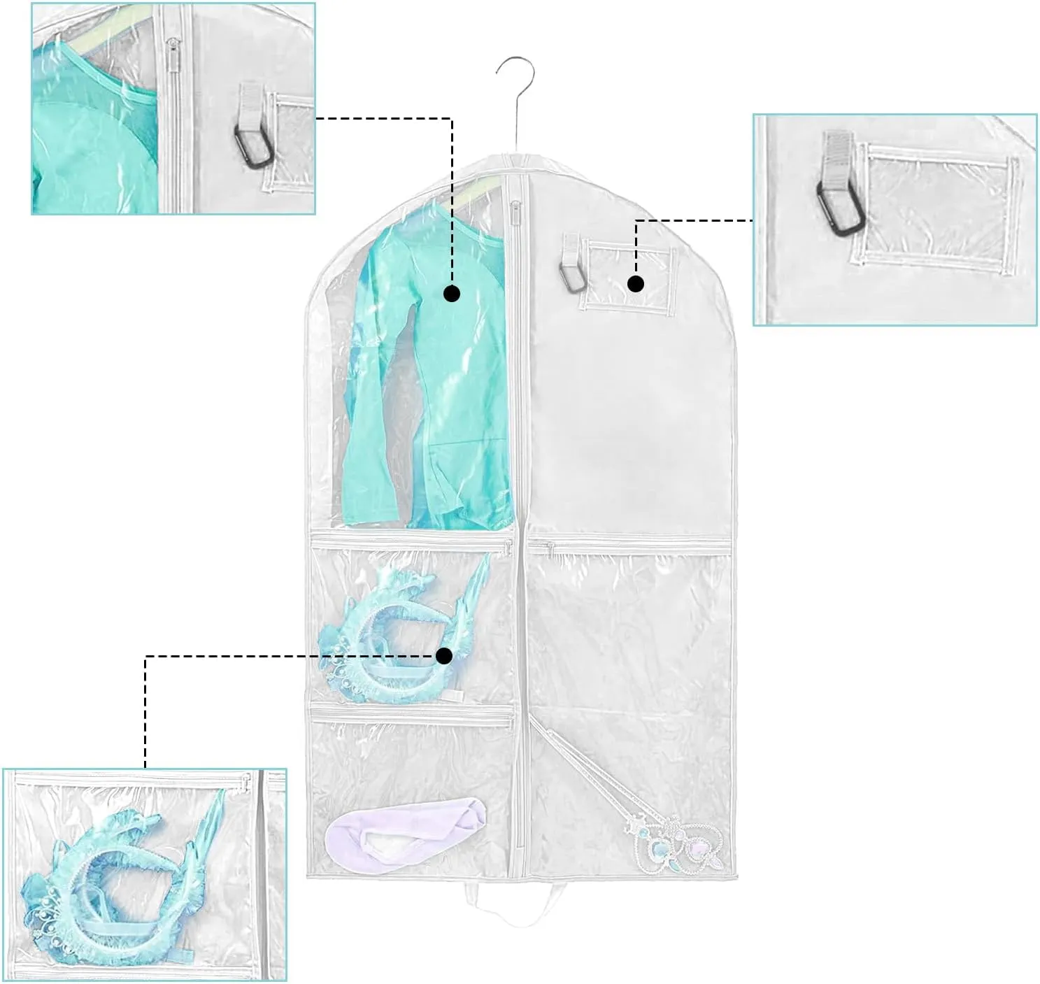 Dance Costume Garment Bag for Dancers,1 Pack Waterproof 40 inch Kids Garment Bag for Dance Competitions with Pockets for Dance Costumes,Cheer Uniform Garment Bags for Hanging Clothes Travel