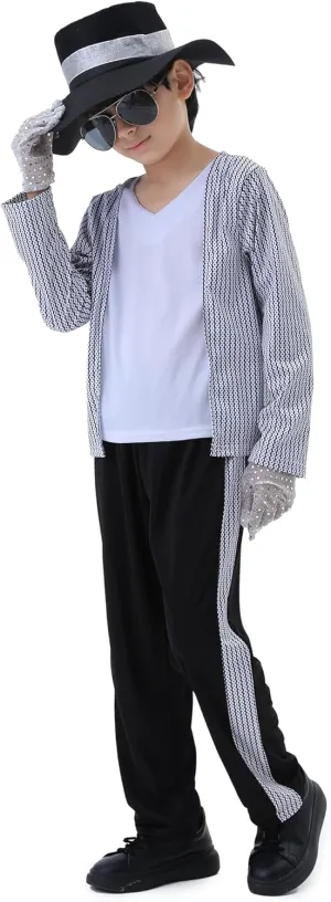 Dance Star Costume for Kids, 80s 90s Pop Stage Outfits Kids Role Play Party Halloween Cosplay 3-10 Years