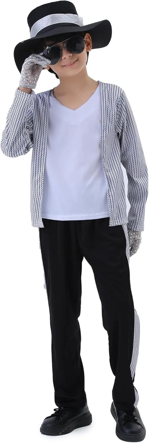 Dance Star Costume for Kids, 80s 90s Pop Stage Outfits Kids Role Play Party Halloween Cosplay 3-10 Years