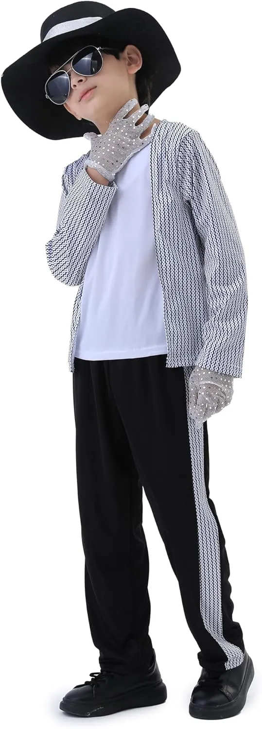 Dance Star Costume for Kids, 80s 90s Pop Stage Outfits Kids Role Play Party Halloween Cosplay 3-10 Years