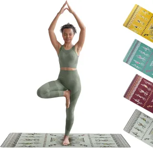 Dancing Ladies Suede Yoga Mat - 27" W x 72" L Meditation Mat with Premium Soft Suede Front - Non Slip Exercise Mat with Rubber Back, Lightweight, Foldable Exercise Travel Mats