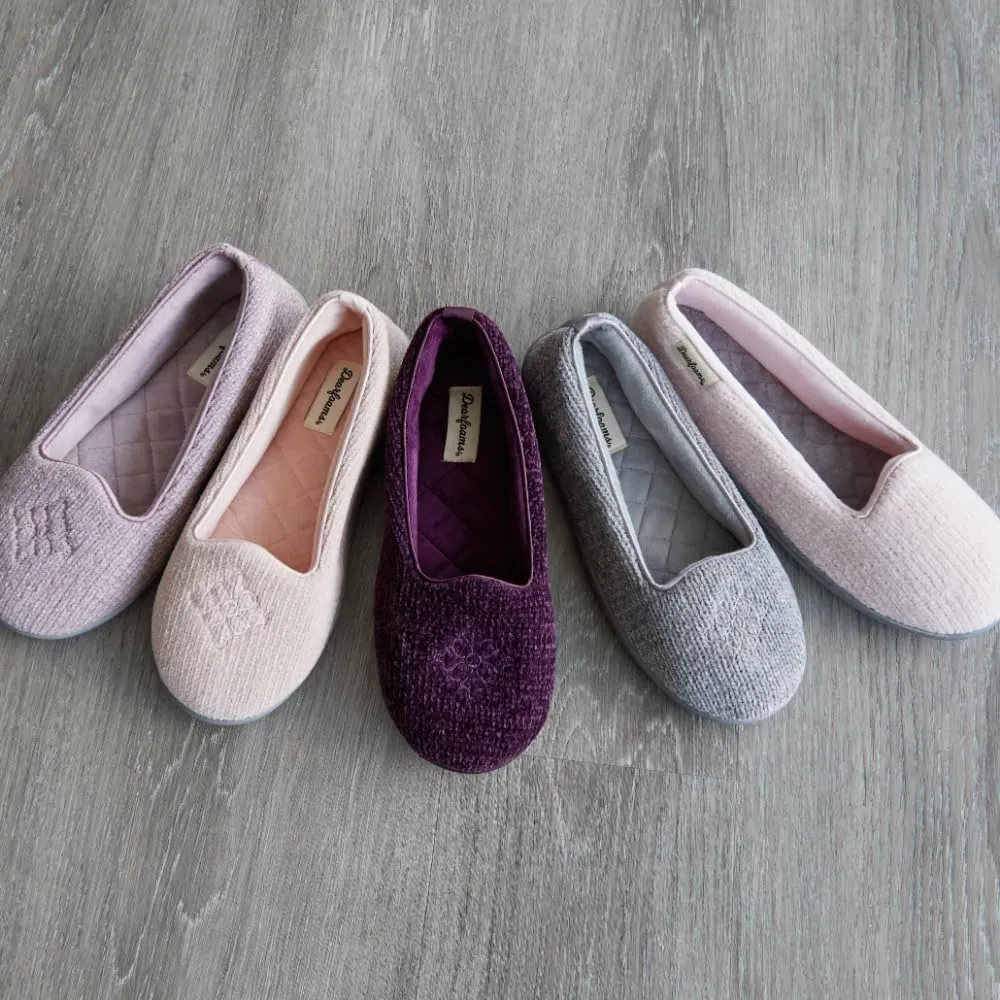 Dearfoams Women's Cozy Memory Foam Indoor Rebecca Closed Back House Ballet Slipper with Wide Widths