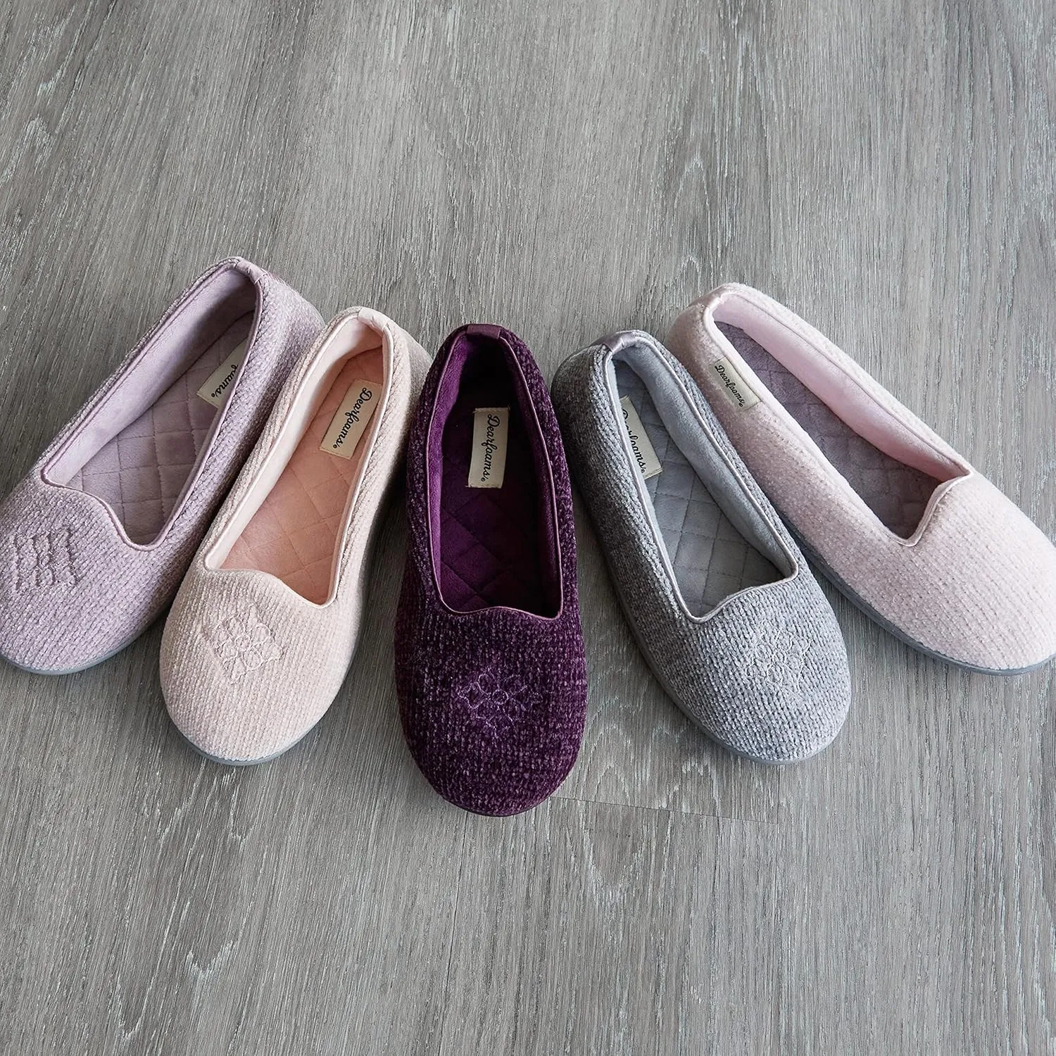 Dearfoams Women's Cozy Memory Foam Indoor Rebecca Closed Back House Ballet Slipper with Wide Widths