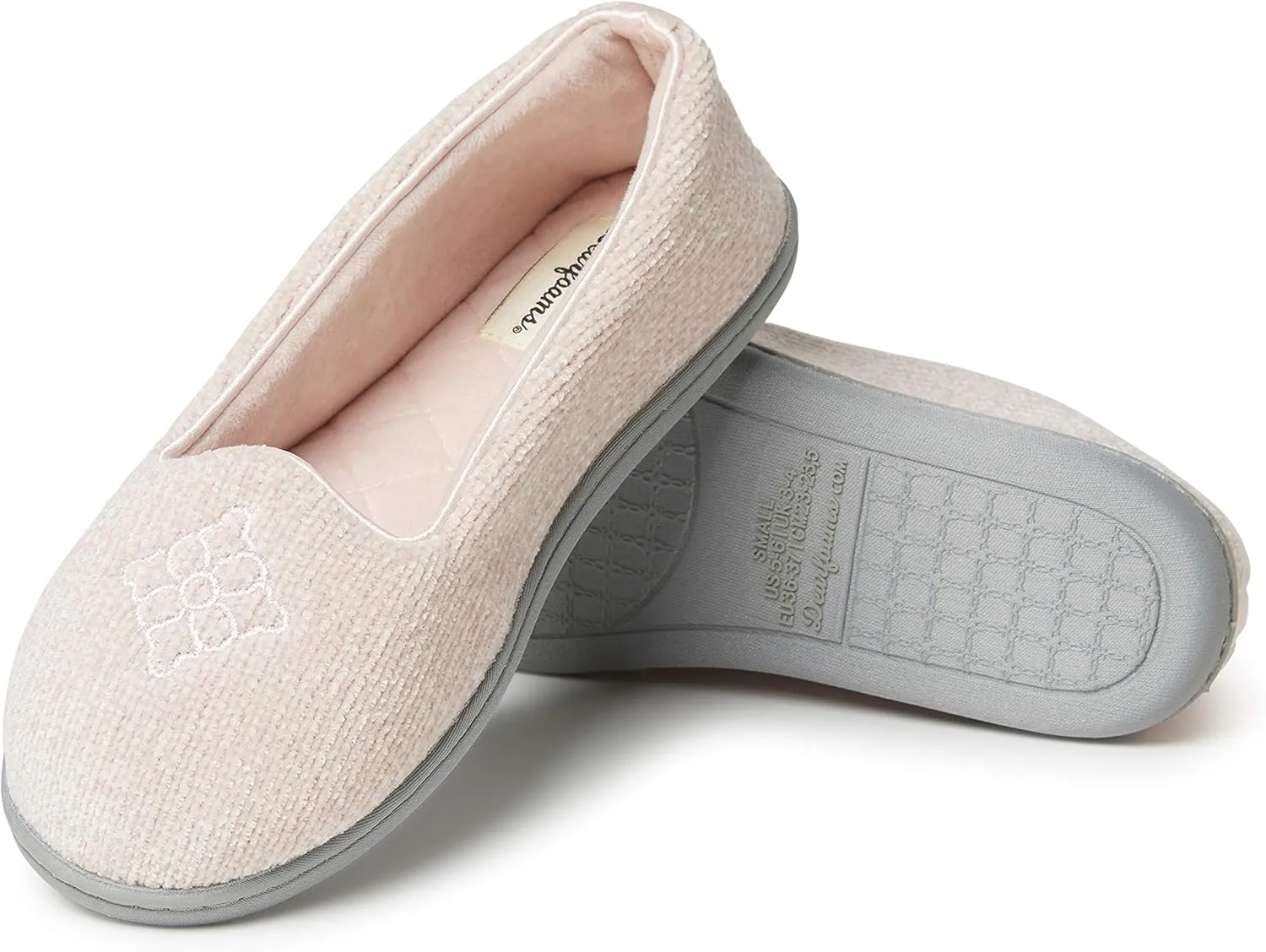 Dearfoams Women's Cozy Memory Foam Indoor Rebecca Closed Back House Ballet Slipper with Wide Widths