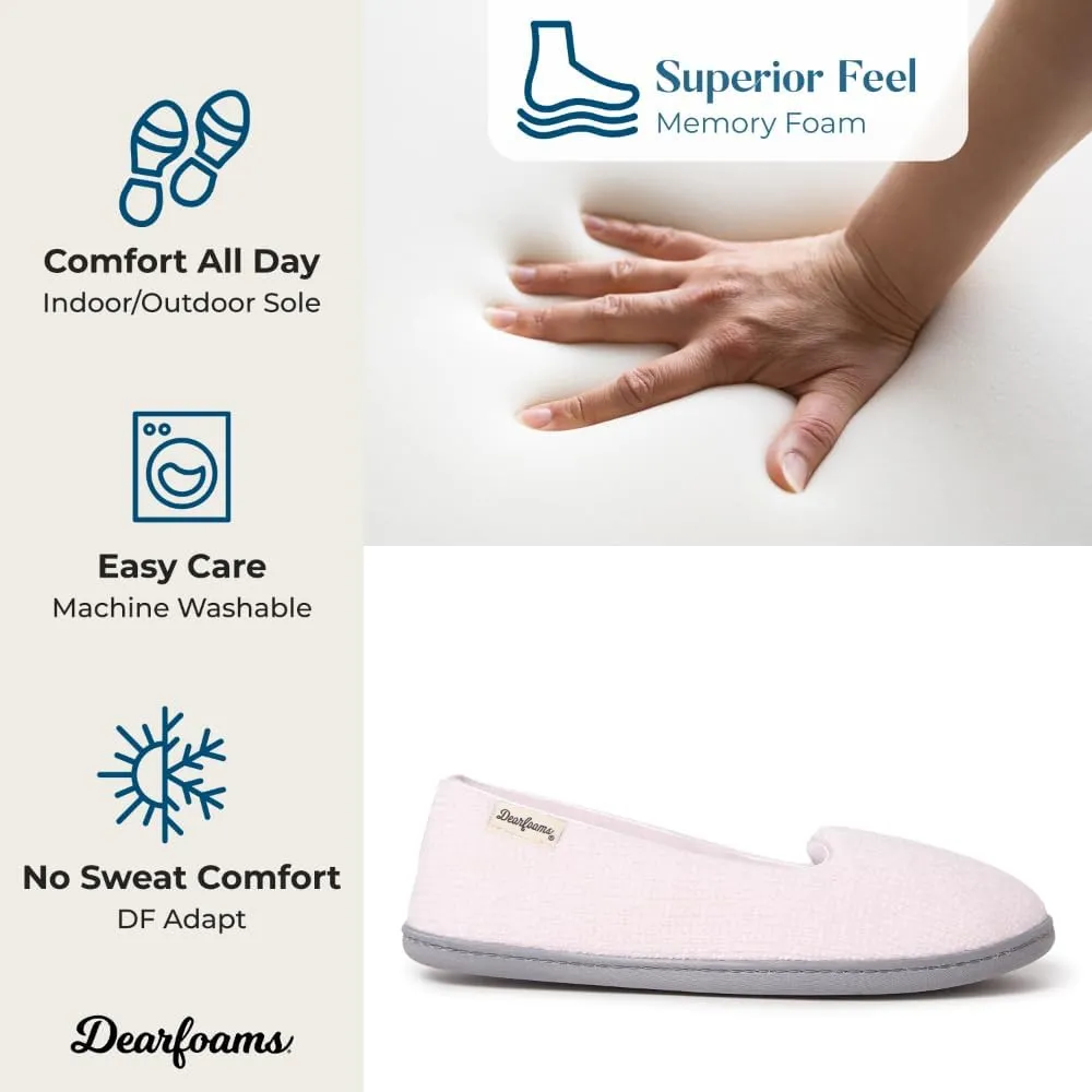 Dearfoams Women's Cozy Memory Foam Indoor Rebecca Closed Back House Ballet Slipper with Wide Widths