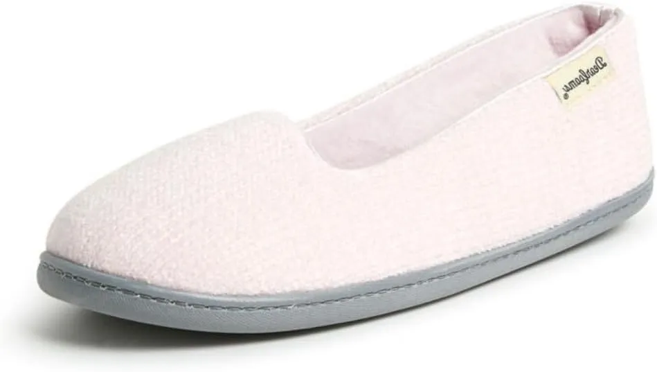 Dearfoams Women's Cozy Memory Foam Indoor Rebecca Closed Back House Ballet Slipper with Wide Widths