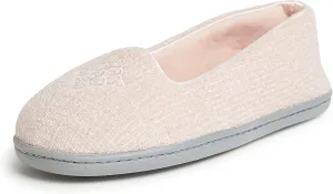 Dearfoams Women's Cozy Memory Foam Indoor Rebecca Closed Back House Ballet Slipper with Wide Widths