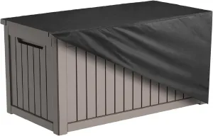Deck Box Cover, Outdoor Storage Box Cover XXL 230 Gallon Deck Box Outside Patio Storage Bench - 600D Heavy Duty Waterproof,Black (66" L x 33" W x 33" H)