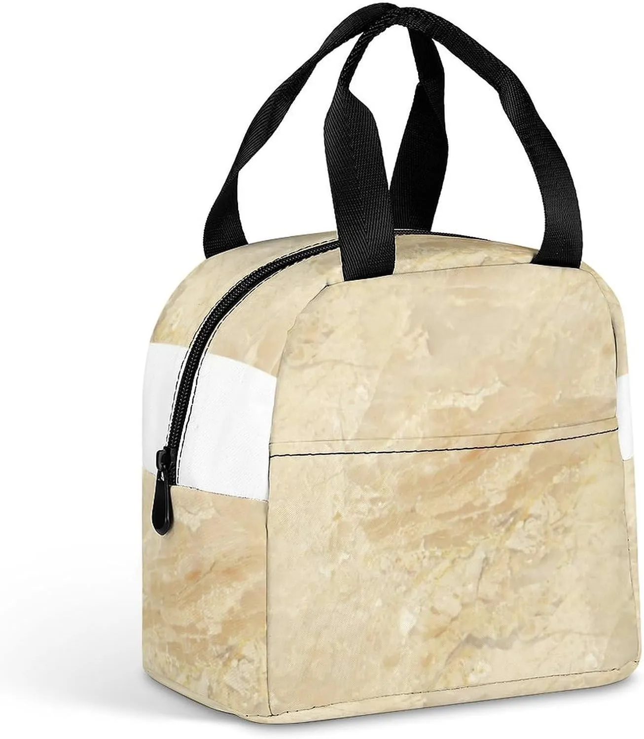 Decorator Beige Granite Stone Look Cute Lunch Bags for Men And Women, Large Capacity Lunch Tote Bags with Adjustable Shoulder Straps, Reusable Insulated Lunch Boxes