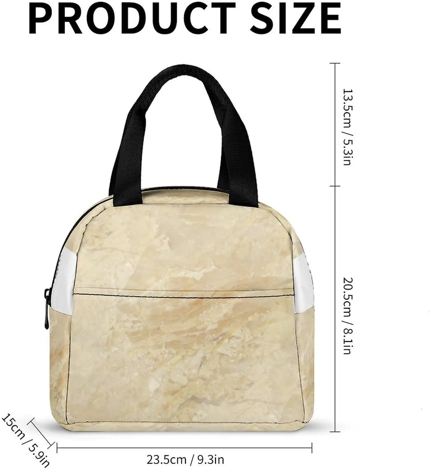 Decorator Beige Granite Stone Look Cute Lunch Bags for Men And Women, Large Capacity Lunch Tote Bags with Adjustable Shoulder Straps, Reusable Insulated Lunch Boxes